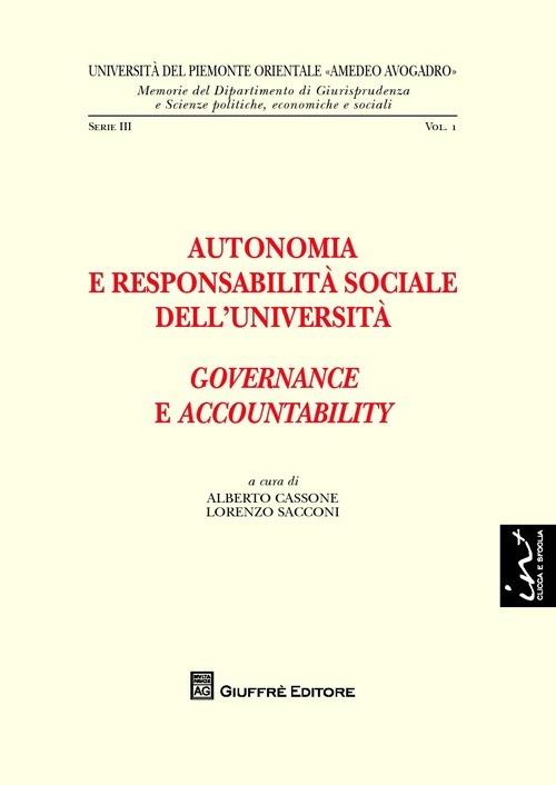 Autonomia e responsabilità sociale dell'Università. Governance e accountability - copertina