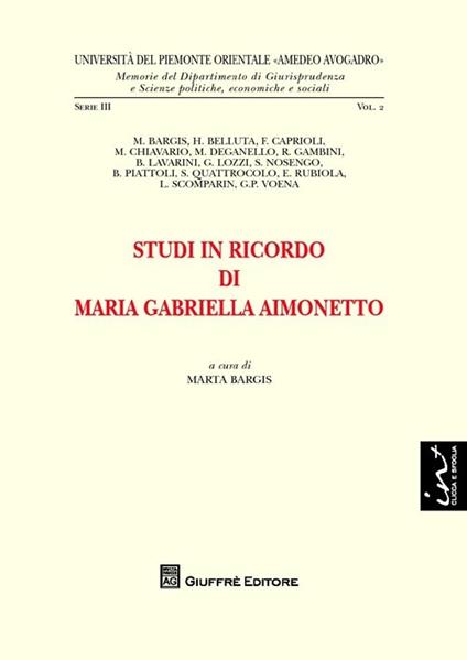 Studi in ricordo di Maria Gabriella Aimonetto - copertina