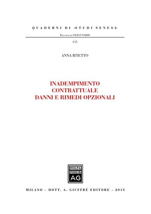 Inadempimento contrattuale danni e rimedi opzionali - copertina