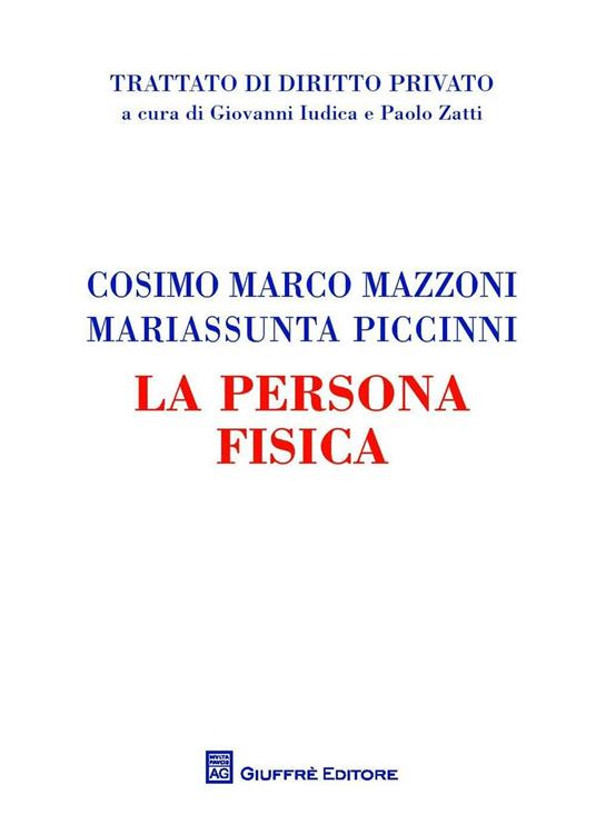 La persona fisica - Cosimo Marco Mazzoni,Mariassunta Piccinni - copertina