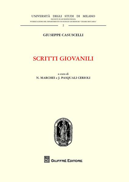 Scritti giovanili - Giuseppe Casuscelli - copertina