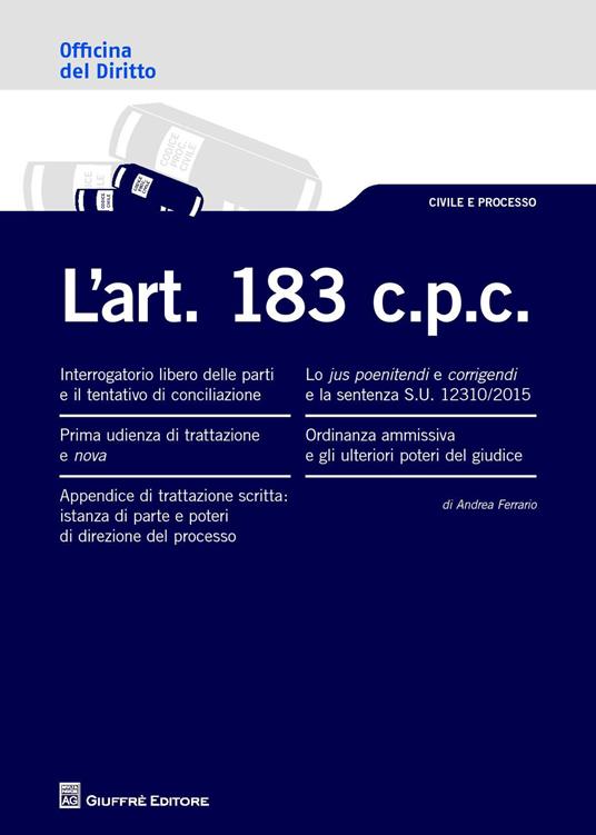 L' art. 183 c.p.c. - Andrea Ferrario - copertina