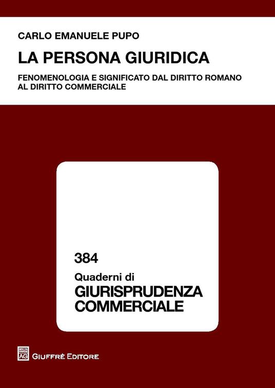 La persona giuridica - Carlo Emanuele Pupo - copertina