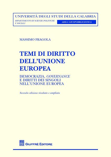 Temi di diritto dell'Unione europea - Massimo Fragola - copertina