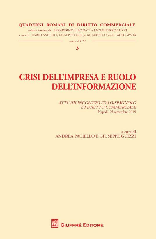 Crisi dell'impresa e ruolo dell'informazione. Atti del Convegno - copertina