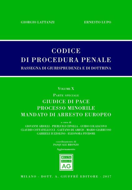 Codice di procedura penale. Rassegna di giurisprudenza e di dottrina (2017). Vol. 10: Parte speciale. Giudice di pace, processo minorile, mandato di arresto europeo. - copertina