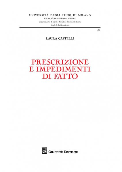 Prescrizione e impedimenti di fatto - Laura Castelli - copertina