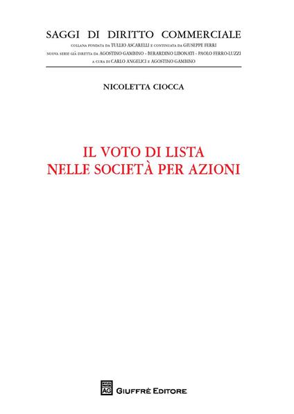 Il voto di lista nelle società per azioni - Nicoletta Ciocca - copertina