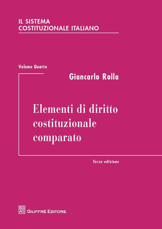 Il sistema costituzionale italiano. Vol. 4: Elementi di diritto costituzionale comparato. - Giancarlo Rolla - copertina