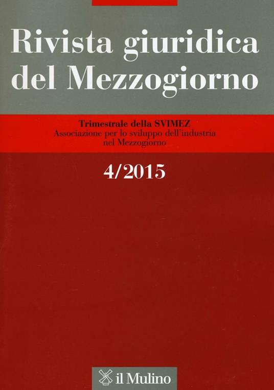 Rivista giuridica del Mezzogiorno (2015). Vol. 4 - copertina