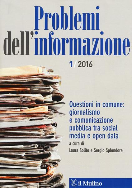 Problemi dell'informazione (2016). Vol. 1 - copertina