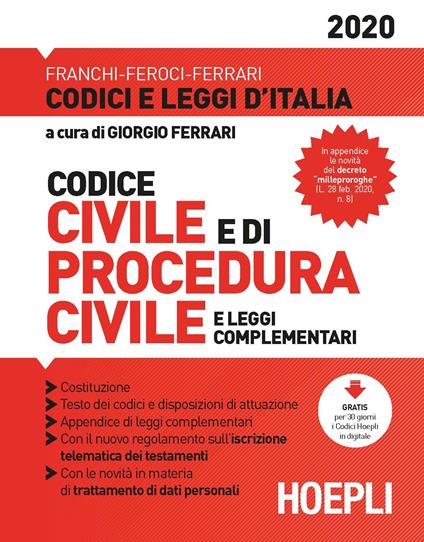 Codice civile e di procedura civile e leggi complementari - copertina