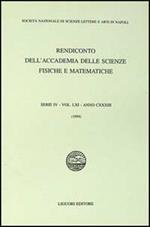 Rendiconto dell'Accademia delle scienze fisiche e matematiche. Serie IV. Vol. 61: Anno 1994.