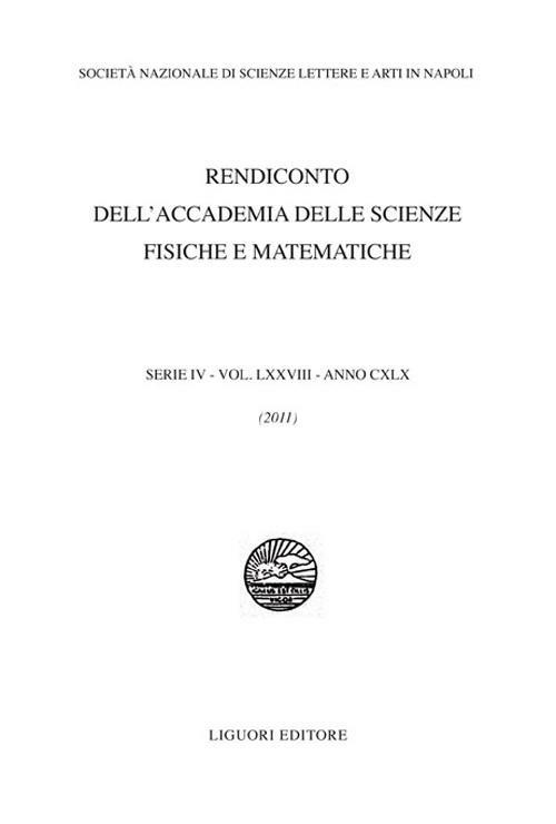 Rendiconto dell'Accademia delle scienze fisiche e matematiche. Serie IV. Vol. 78 - copertina