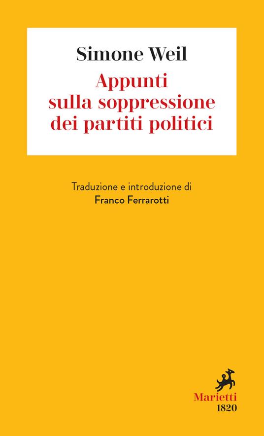Appunti sulla soppressione dei partiti politici - Simone Weil - copertina