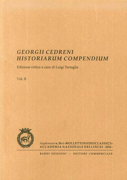 Georgii Cedreni Historiarum compendium. Ediz. critica - copertina