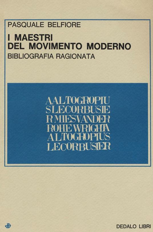 I maestri del movimento moderno. Bibliografia ragionata - Pasquale Belfiore - copertina