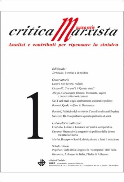 Critica marxista (2012). Vol. 1 - copertina