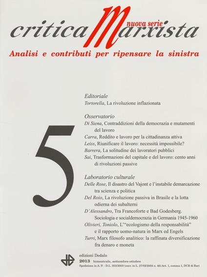 Critica marxista (2013). Vol. 5 - copertina