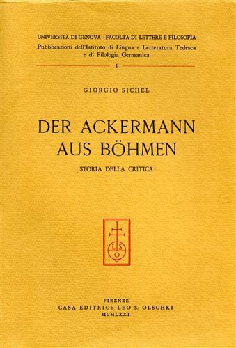 Der Ackermann aus Böhmen. Storia della critica - Giorgio Sichel - copertina