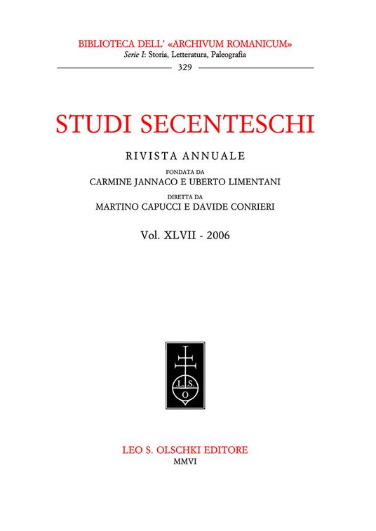 Studi secenteschi. Vol. 47 - copertina