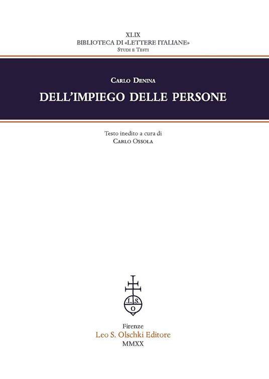 Dell'impiego delle persone - Carlo Denina - copertina