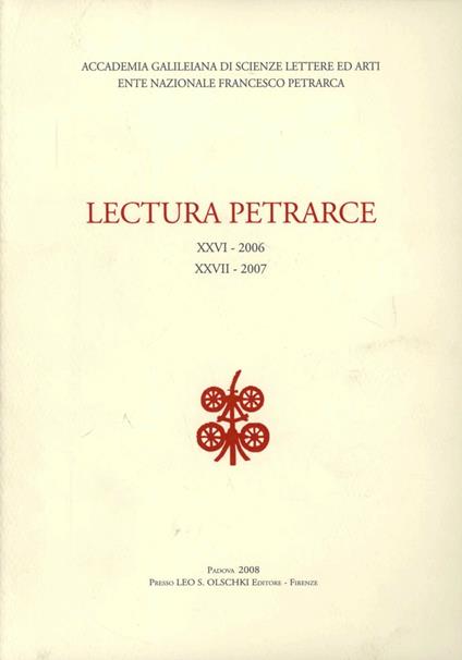 Lectura Petrarce XXVI-XXVII - copertina