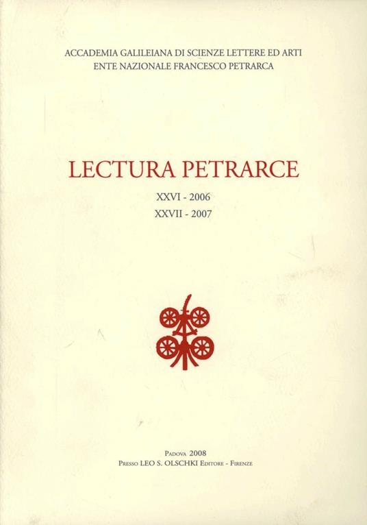 Lectura Petrarce XXVI-XXVII - copertina