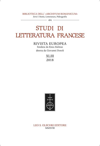 Studi di letteratura francese (2018). Vol. 63 - copertina