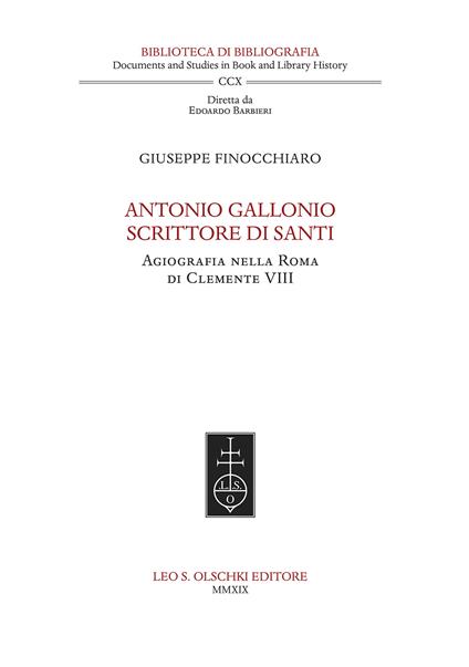  Antonio Gallonio scrittore di santi -  Giuseppe Finocchiaro - copertina