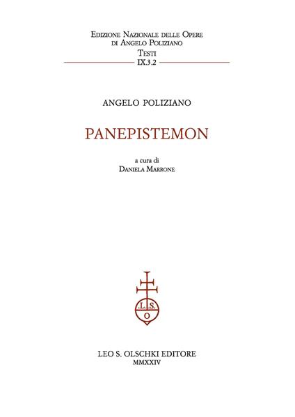 Panepistemon - Angelo Poliziano - copertina