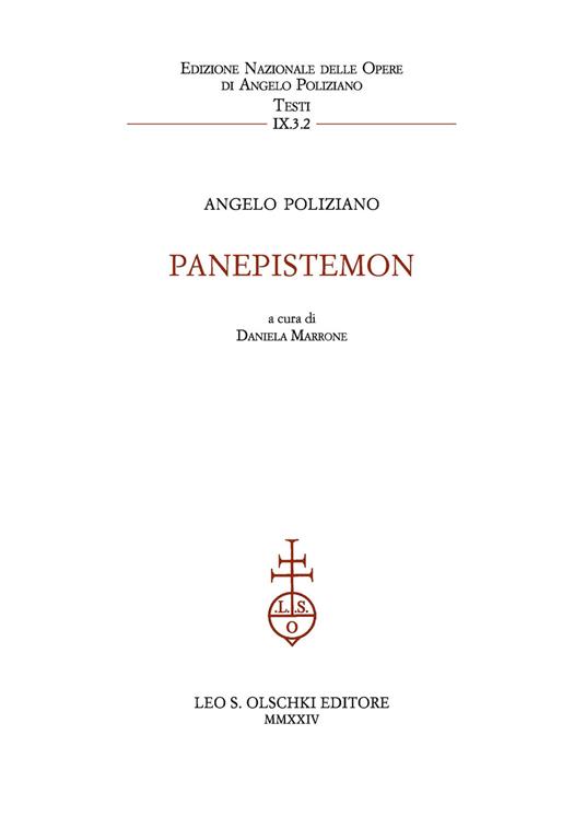 Panepistemon - Angelo Poliziano - copertina