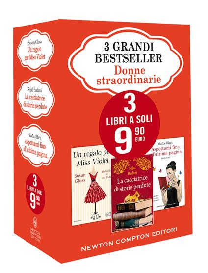 3 grandi bestseller. Donne straordinarie: Un regalo per Miss Violet-La cacciatrice di storie perdute-Aspettami fino all'ultima pagina - Sejal Badani,Gloss Susan,Sofía Rhei - copertina