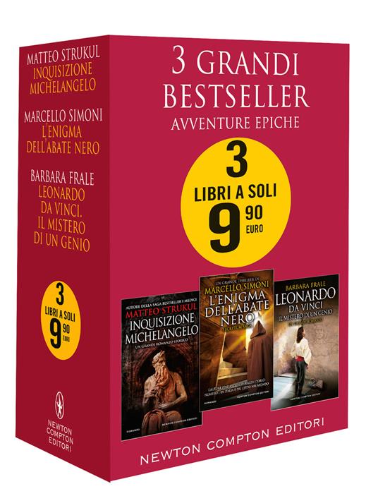 3 grandi bestseller. Avventure epiche: Inquisizione-L'enigma dell'abate nero-Leonardo da Vinci - Matteo Strukul,Marcello Simoni,Barbara Frale - copertina