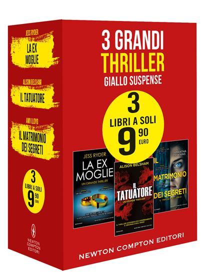 3 grandi thriller. Giallo suspense: La ex moglie-Il tatuatore-Il matrimonio dei segreti - Jess Ryder,Alison Belsham,Samantha Downing - copertina