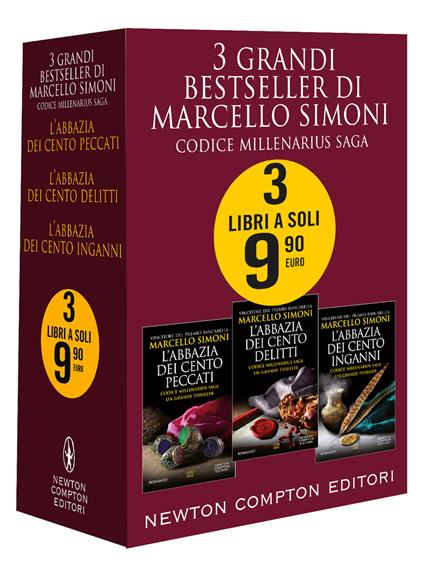 3 grandi bestseller di Marcello Simoni. Codice Millenarius Saga: L'abbazia  dei cento peccati-L'abbazia dei cento delitti-L'abbazia dei cento inganni