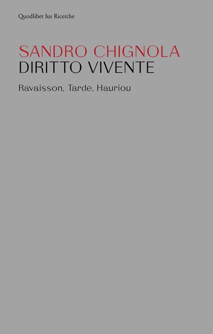 Diritto vivente. Ravaison, Tarde, Hauriou - Sandro Chignola - copertina