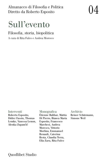 Almanacco di filosofia e politica. Vol. 4: Sull'evento. Filosofia, storia, biopolitica - copertina