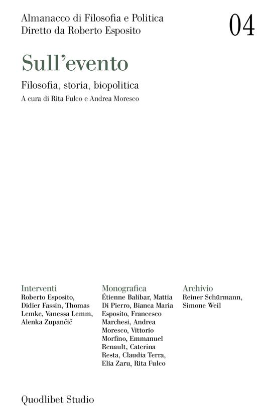 Almanacco di filosofia e politica. Vol. 4: Sull'evento. Filosofia, storia, biopolitica - copertina