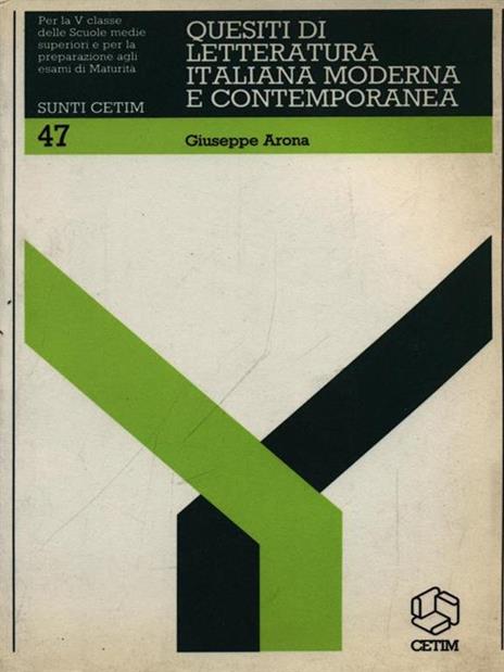 Quesiti di letteratura italiana moderna e contemporanea - Giuseppe Arona - copertina