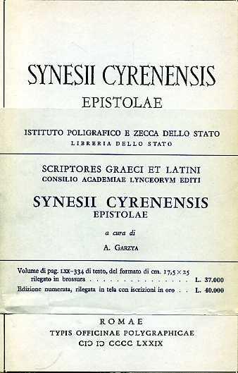 Synesii Cyrenensis epistolae - Sinesio di Cirene - copertina