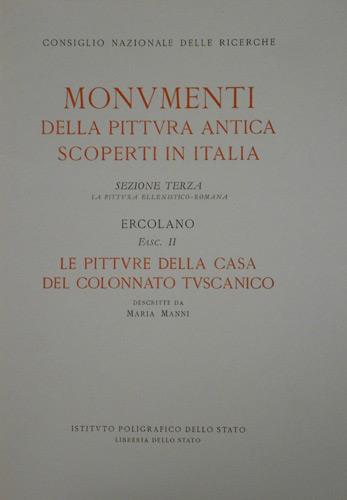 Le pitture della casa del colonnato tuscanico di Ercolano - Maria Manni - copertina