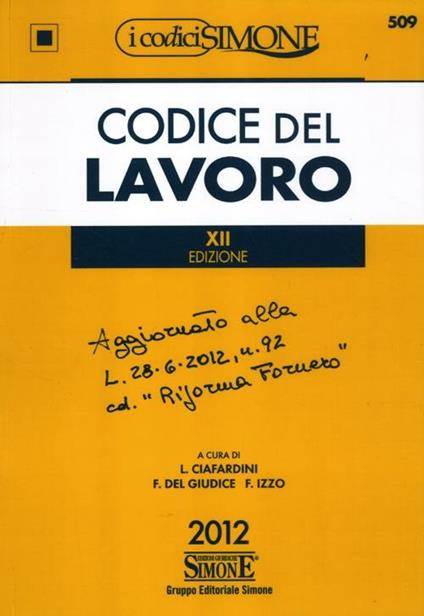 Codice del lavoro - copertina