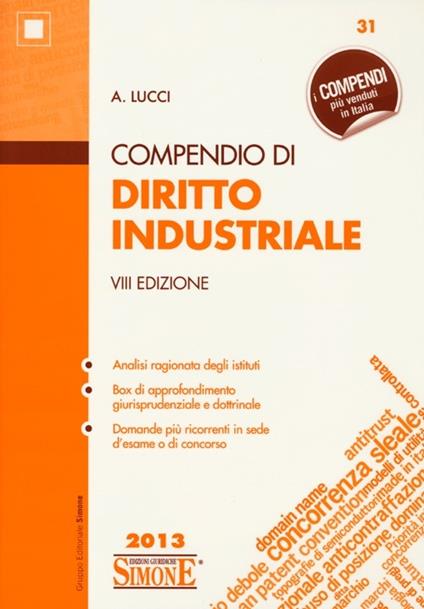 Compendio di diritto industriale - A. Lucci - copertina