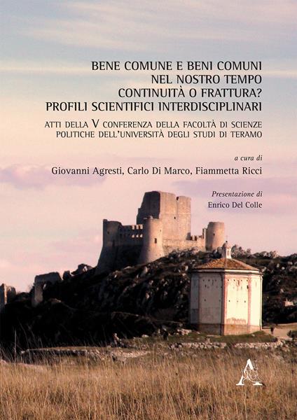 Bene comune e beni comuni nel nostro tempo: continuità o frattura? Profili scientifici interdisciplinari - copertina