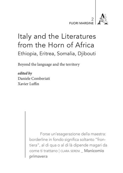 Italy and the Literatures from the Horn of Africa (Ethiopia, Eritrea, Somalia, Djibouti). Beyond the language and the territory - copertina