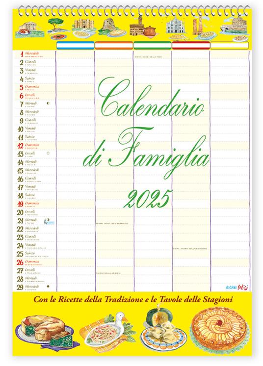 Con le ricette della tradizione e le tavole delle stagioni. Calendario di famiglia 2025 - copertina