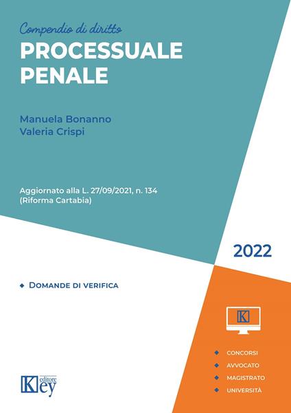 Compendio di diritto processuale penale - Manuela Bonanno,Valeria Crispi - copertina