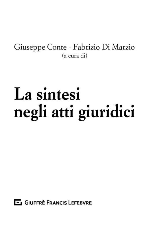 Le sintesi degli atti giuridici - copertina