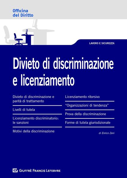 Divieto di discriminazione e licenziamento - Enrico Zani - copertina